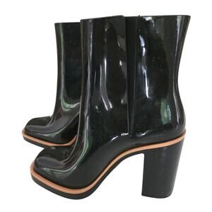Melissa Classic Chunky Heel Waterproof Rain Boot in Black & Tan, US 8, EU 39
